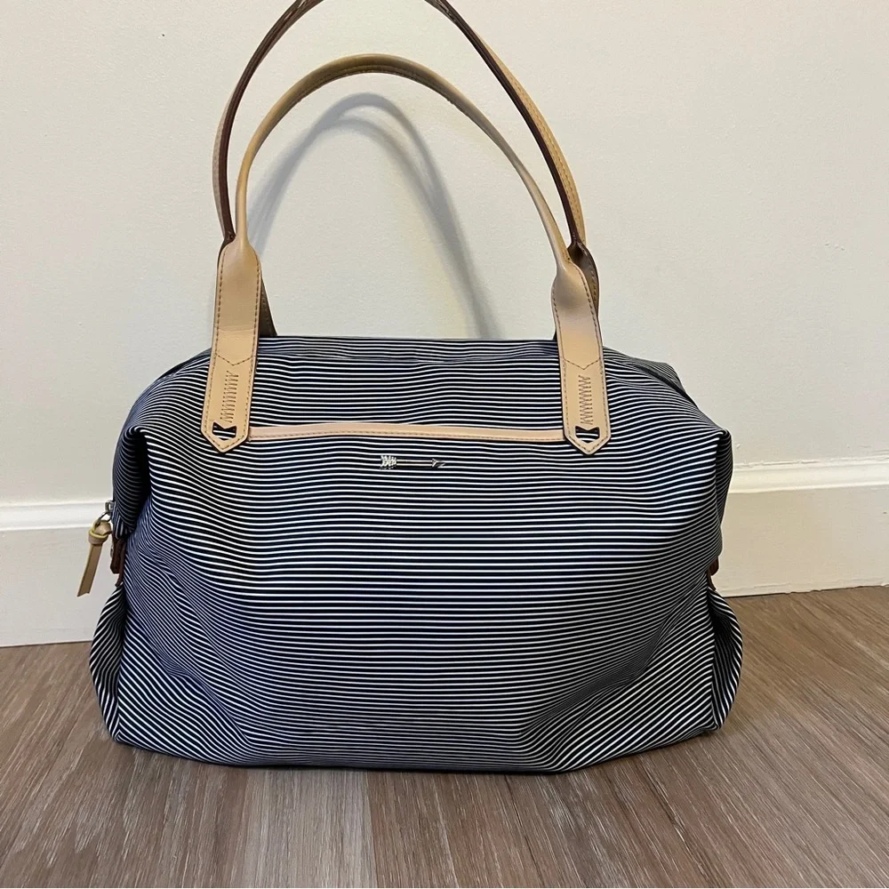 STELLA & DOT "How Does She Do It" Purse/ Tote Blue & White Stripe Adjustable - Picture 3 of 13